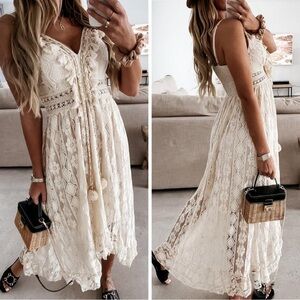 New Boho Lace Sundress Beach Festival Dress